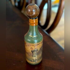 Vintage MCM Italian Leather Wrapped Wine/Liquor Decanter Bottle Very Rare